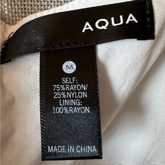 Aqua•tie front spaghetti strap mini dress•medium•rayon blend•black & white stars - Picture 3 of 16